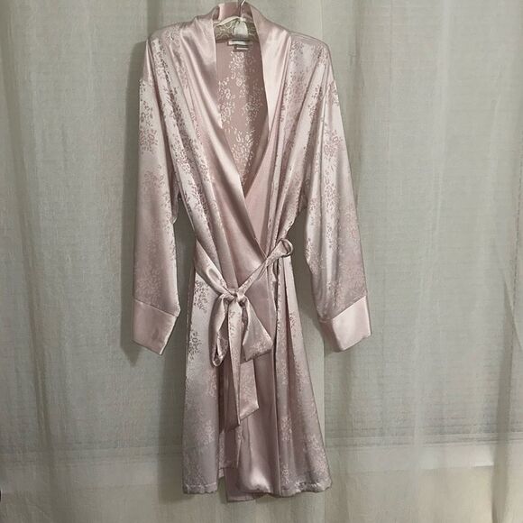 Jones New York Other - Jones NY 2X Blush Pink Satin Sash Belt Floral Bridal Robe with Pockets
